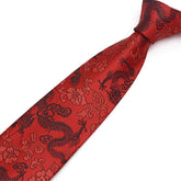 Men'S Silk Tie Dragon Peony Embroidery Woven Wedding Formal Necktie Gift